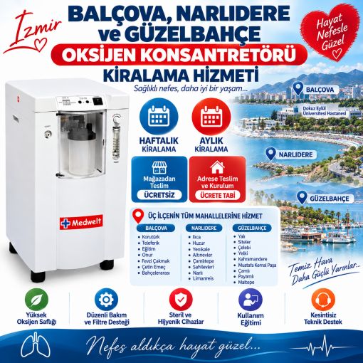 Balçova, Narlıdere ve Güzelbahçe Oksijen Konsantretörü Kiralama Hizmeti