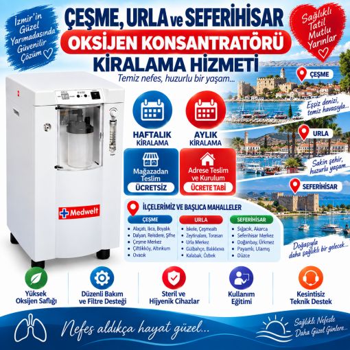 Çeşme, Urla ve Seferihisar Oksijen Konsantratörü Kiralama Hizmeti