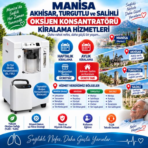 Manisa, Akhisar, Turgutlu ve Salihli Oksijen Konsantratörü Kiralama Hizmetleri