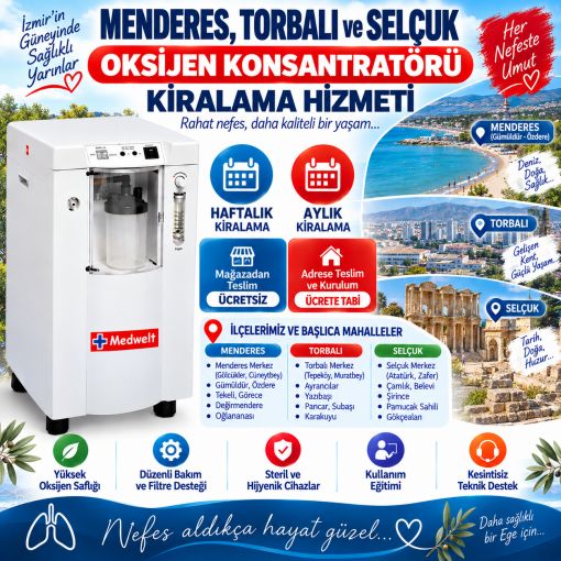 Menderes, Torbalı ve Selçuk Oksijen Konsantratörü Kiralama Hizmeti